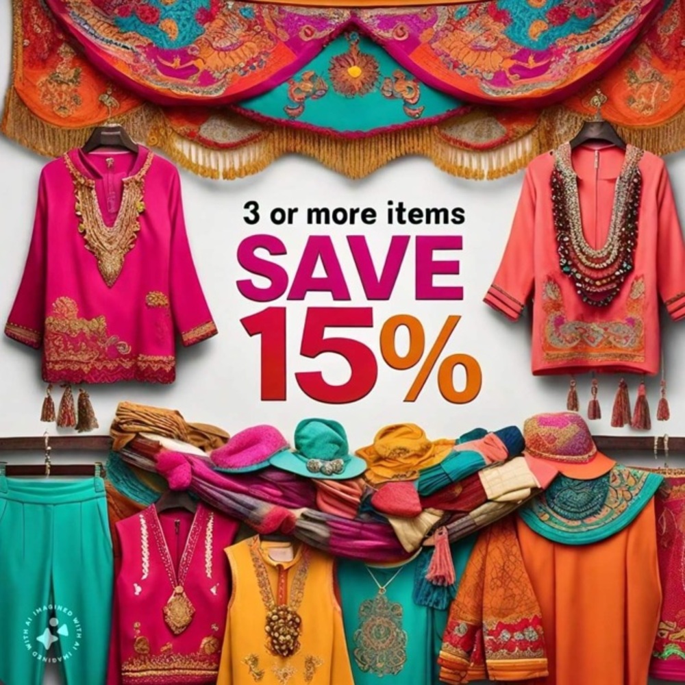 Purchase 3 or more items and receive 15% off your entire order!